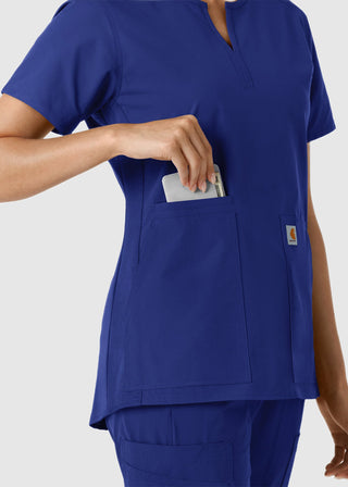 Carhartt Women's Notch Neck Tunic Knit Panel Scrub Top