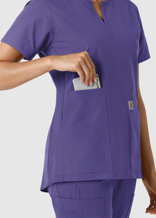 Carhartt Women's Notch Neck Tunic Knit Panel Scrub Top