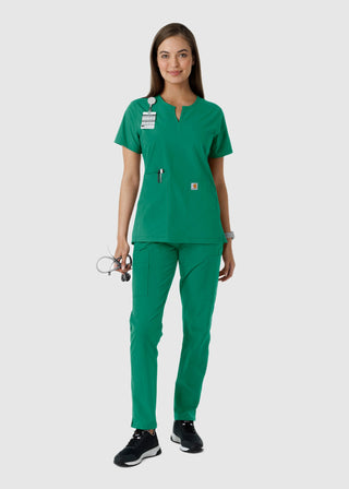 Carhartt Women's Notch Neck Tunic Knit Panel Scrub Top