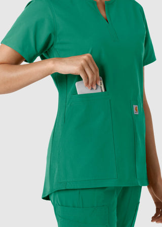 Carhartt Women's Notch Neck Tunic Knit Panel Scrub Top