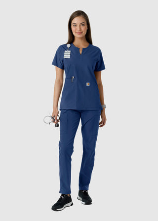 Carhartt Women's Notch Neck Tunic Knit Panel Scrub Top