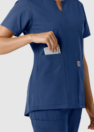Carhartt Women's Notch Neck Tunic Knit Panel Scrub Top