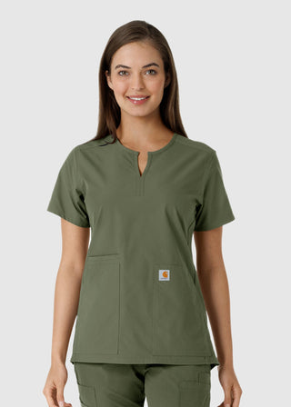 Carhartt Women's Notch Neck Tunic Knit Panel Scrub Top