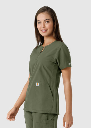 Carhartt Women's Notch Neck Tunic Knit Panel Scrub Top