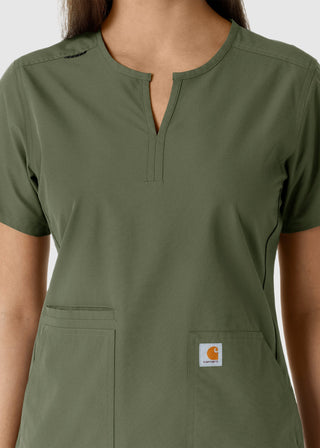 Carhartt Women's Notch Neck Tunic Knit Panel Scrub Top