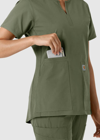Carhartt Women's Notch Neck Tunic Knit Panel Scrub Top