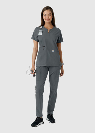 Carhartt Women's Notch Neck Tunic Knit Panel Scrub Top