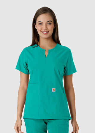 Carhartt Women's Notch Neck Tunic Knit Panel Scrub Top