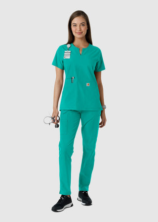 Carhartt Women's Notch Neck Tunic Knit Panel Scrub Top