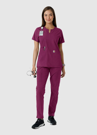 Carhartt Women's Notch Neck Tunic Knit Panel Scrub Top