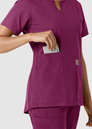 Carhartt Women's Notch Neck Tunic Knit Panel Scrub Top