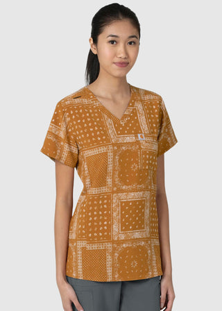 Carhartt Cross-Flex Women's Tuck In Bandana Stamp Print Scrub Top