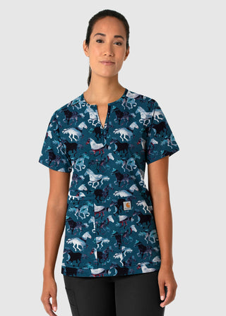 Carhartt CROSS-FLEX Women's Notch Neck Filly Trot Print Scrub Top