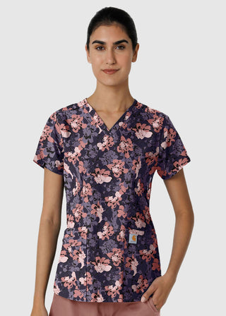 Wink Scrubs Carhartt Women's V-Neck Print Scrub Top in Floral Burst