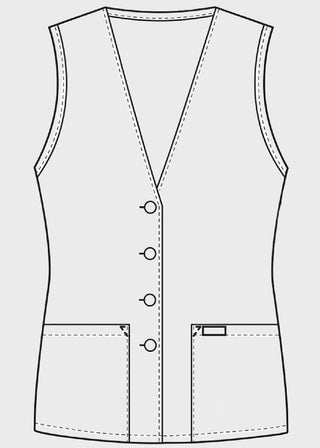 Cherokee Womens White Four Button Front Vest