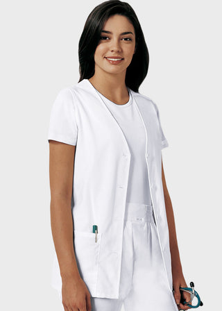 Cherokee Womens White Four Button Front Vest