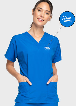 Free Embroidery Women's Two Patch Pockets Nurse Scrub Top