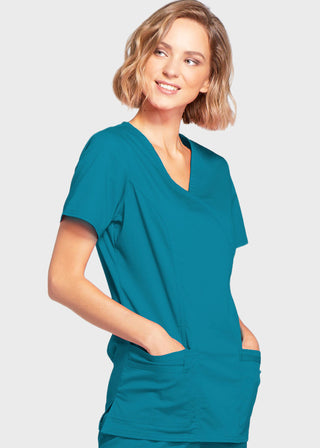 Cherokee Workwear Womens Mock Wrap Scrub Top