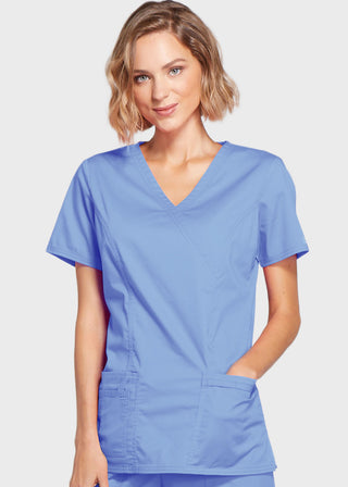 Cherokee Workwear Womens Mock Wrap Scrub Top