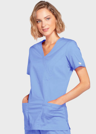 Cherokee Workwear Womens Mock Wrap Scrub Top
