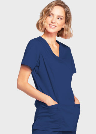 Cherokee Workwear Womens Mock Wrap Scrub Top