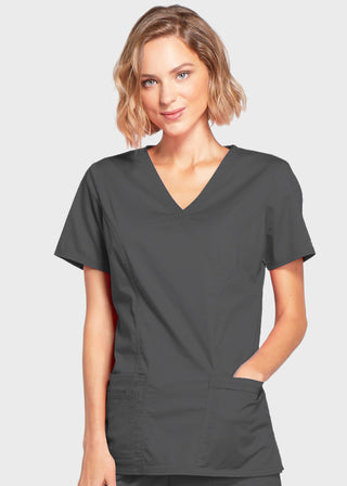 Cherokee Workwear Womens Mock Wrap Scrub Top