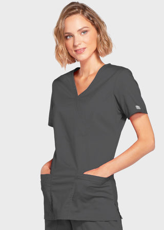 Cherokee Workwear Womens Mock Wrap Scrub Top