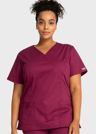 Cherokee Workwear Womens Mock Wrap Scrub Top