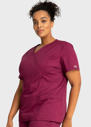 Cherokee Workwear Womens Mock Wrap Scrub Top