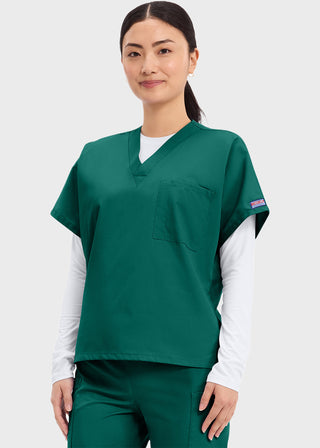 Free Embroidery Unisex V-Neck Single Pocket Scrub Top