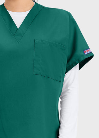 Free Embroidery Unisex V-Neck Single Pocket Scrub Top
