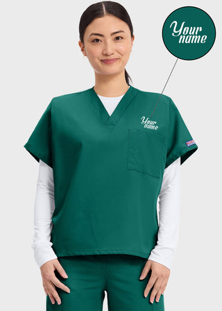 Free Embroidery Unisex V-Neck Single Pocket Scrub Top