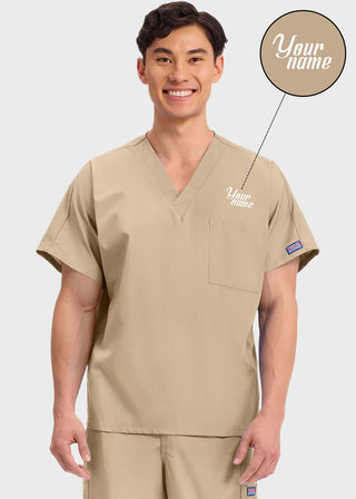Free Embroidery Unisex V-Neck Single Pocket Scrub Top