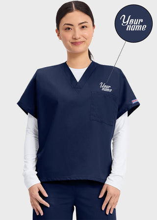 Free Embroidery Unisex V-Neck Single Pocket Scrub Top