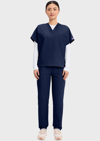 Free Embroidery Unisex V-Neck Single Pocket Scrub Top