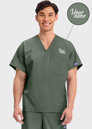 Free Embroidery Unisex V-Neck Single Pocket Scrub Top