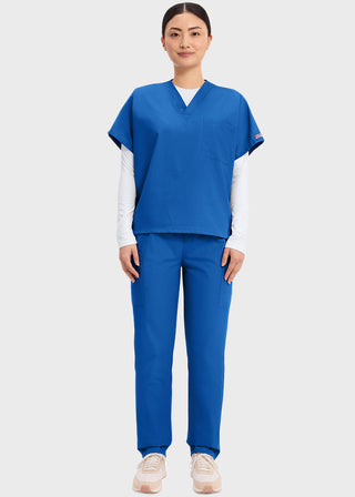 Free Embroidery Unisex V-Neck Single Pocket Scrub Top