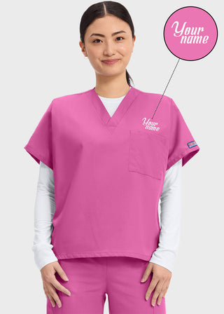 Free Embroidery Unisex V-Neck Single Pocket Scrub Top