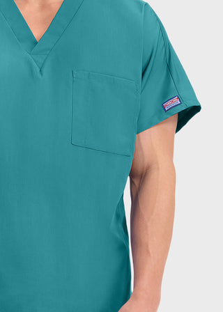 Free Embroidery Unisex V-Neck Single Pocket Scrub Top