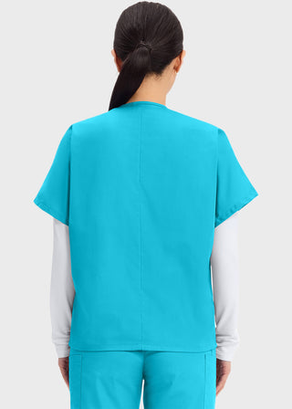 Free Embroidery Unisex V-Neck Single Pocket Scrub Top