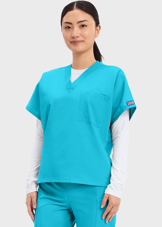 Free Embroidery Unisex V-Neck Single Pocket Scrub Top
