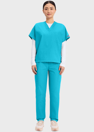 Free Embroidery Unisex V-Neck Single Pocket Scrub Top