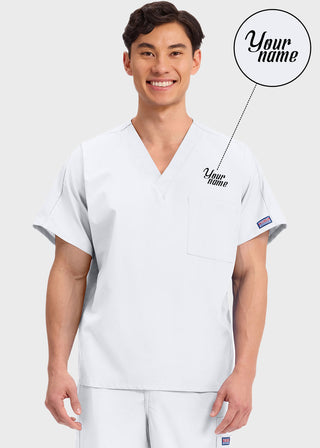 Free Embroidery Unisex V-Neck Single Pocket Scrub Top