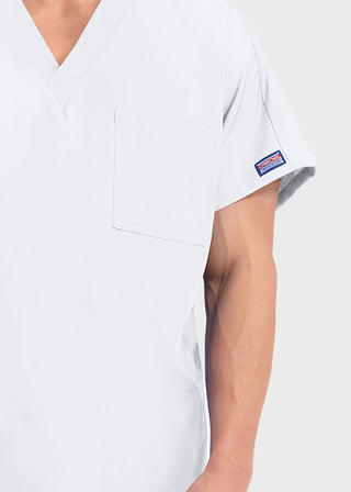 Free Embroidery Unisex V-Neck Single Pocket Scrub Top