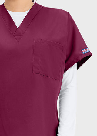 Free Embroidery Unisex V-Neck Single Pocket Scrub Top