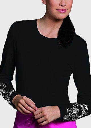 Cherokee Workwear Womens L/S RN Printed Crew Neck Tee Scrub Top