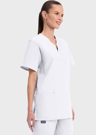 Cherokee Unisex Three Pockets V-Neck White Nurse Scrub Top