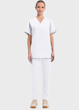 Cherokee Unisex Three Pockets V-Neck White Nurse Scrub Top