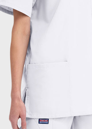 Cherokee Unisex Three Pockets V-Neck White Nurse Scrub Top