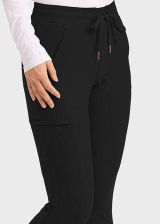 Cherokee Form Women's Mid Rise Tapered Leg Drawstring Petite Pant